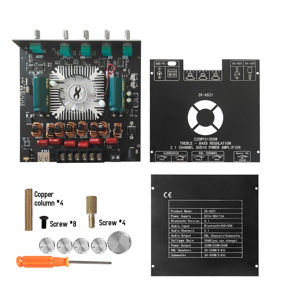 ZK-AS21 2.1 Channel TPA3255 Bluetooth Digital Power Amplifier Board
