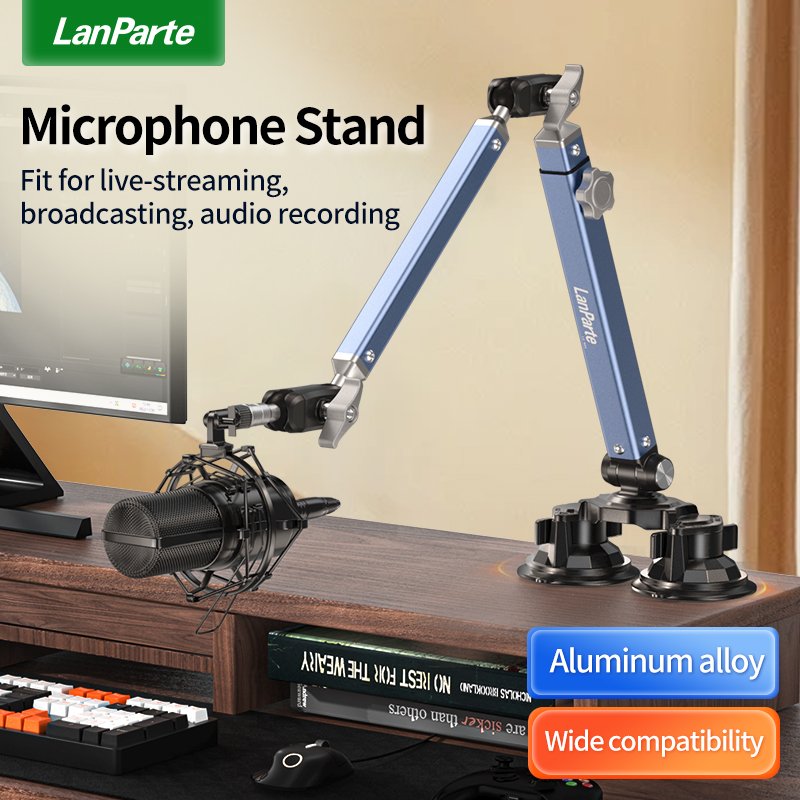 Angle Adjustable Mic Holder Microphone Boom Arm Microphone Stand Holder With Dual Suction Cup Mount MIc Accessories