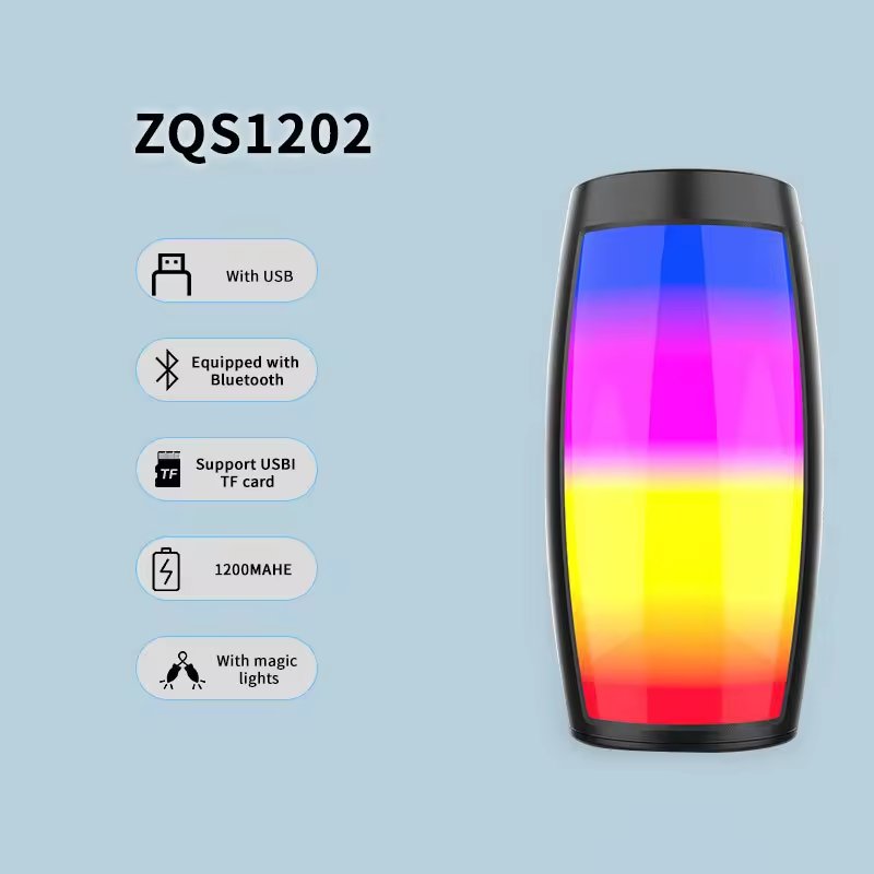 ZQS1202 Wireless Bluetooth Speakers Powerful Portable Sound Box Subwoofer Car Audio Bass MP3 Player Sound System LED Lights FM