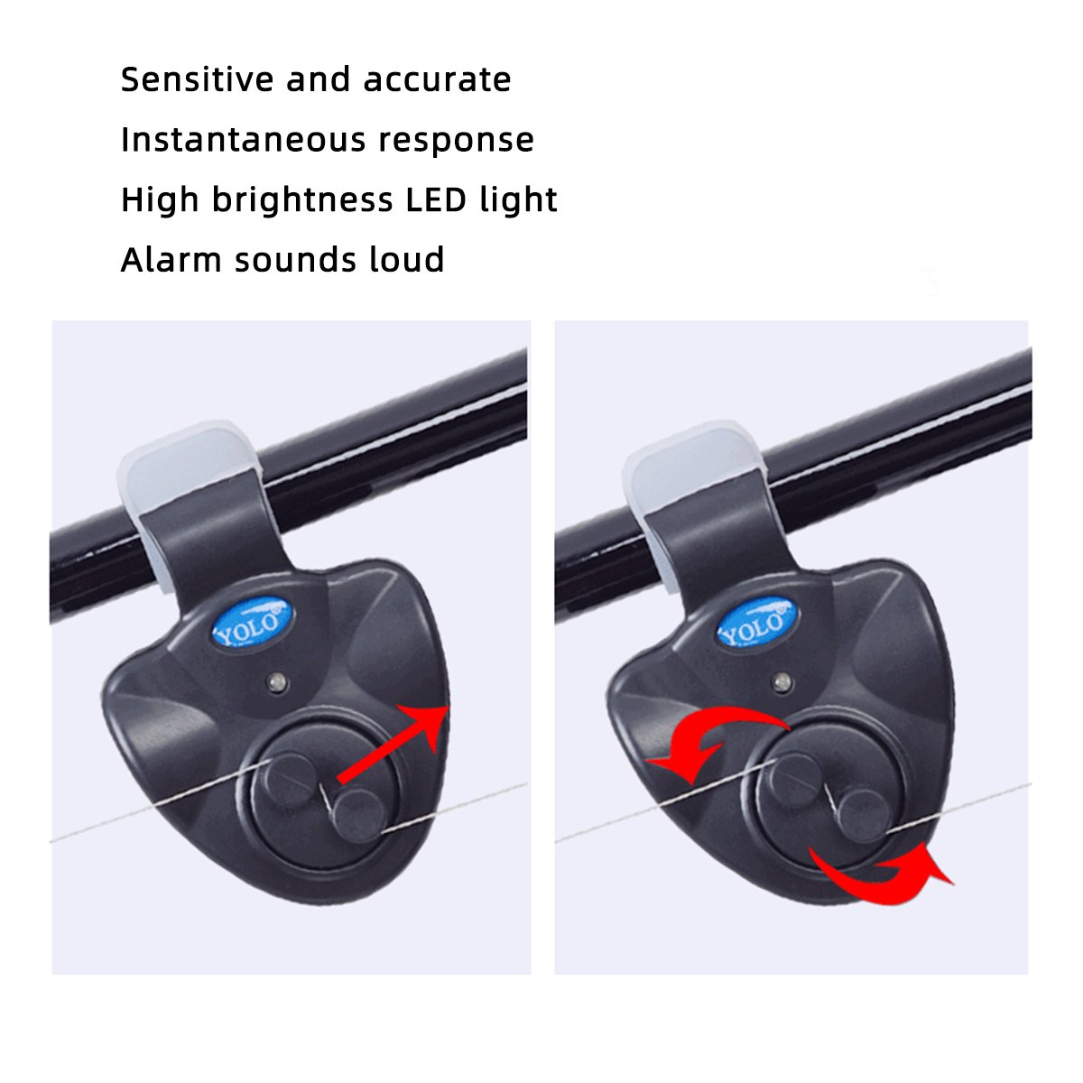 Black Electronic Buffer seasonal Led Light Sea Fishing Buffer Alert sound Alarm bell clip carp Fishing Bite Alarm set