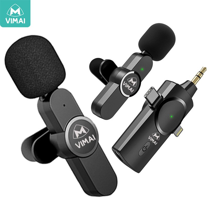 VIMAI 3-in-1 Lavalier Lapel Wireless Microphone Professional Mini Mic for Mobile Phone Camera Studio Use Live Streaming Teaching
