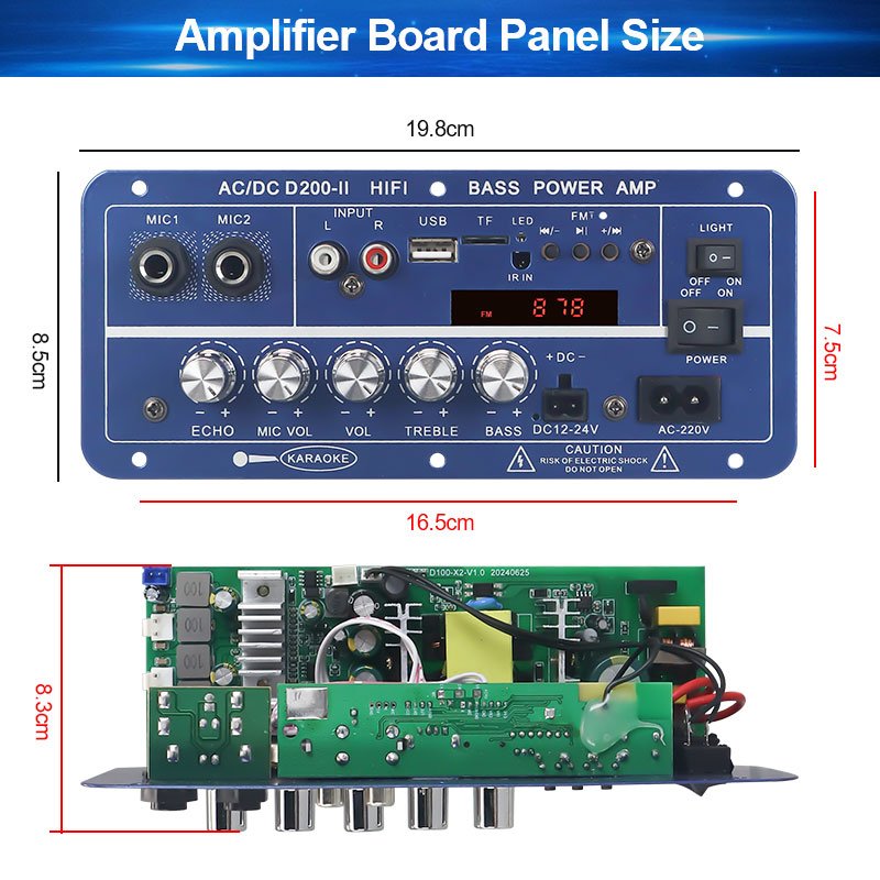 VIRE High Power Dual Channel Powerful Bluetooth Amplifier Board 2*60W Car Karaoke System Professional Amplifier Module