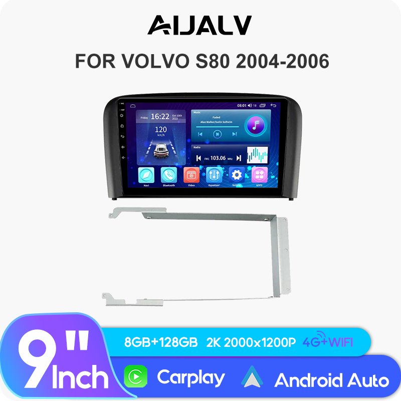 Android 13 8 Core 2K Car Multimedia GPS for 2004-2006 Volvo S80 Car Video Player Car Stereo WIFI Radio