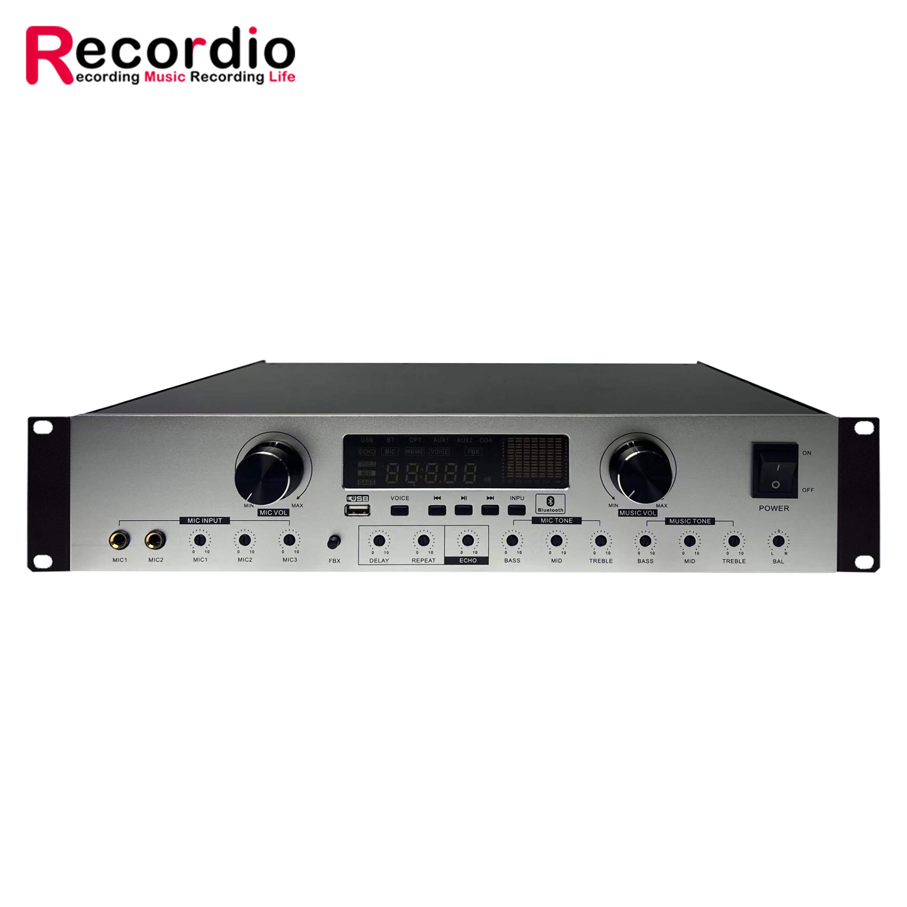 GAP-PA250 BT Home Audio Power Amplifier Stereo Receiver Speaker Selector Radio USB Headphone for Home Entertainment System