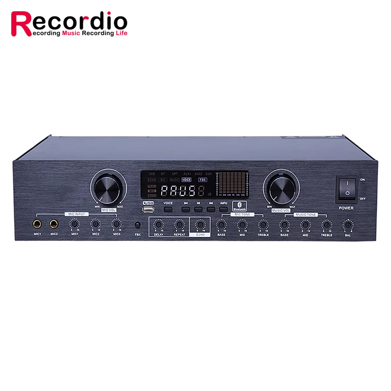 GAP-PA250 BT Home Audio Power Amplifier Stereo Receiver Speaker Selector Radio USB Headphone for Home Entertainment System