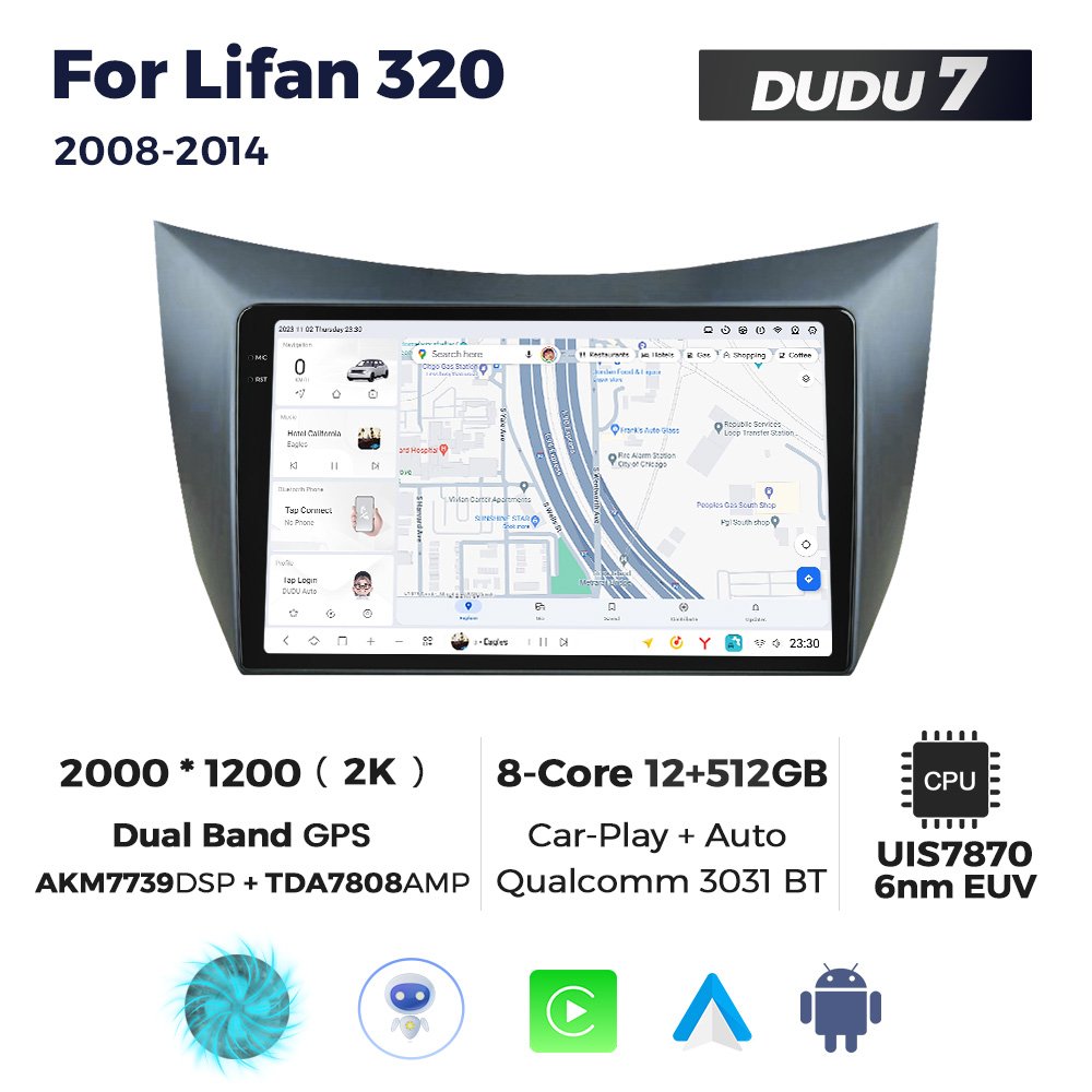 Mekede DUDUAUTO Radio Video Car-play Auto Android 360 Panoramic Camera for Lifan 320 2008-2014 Support Qualcomm 3031 BT GPS