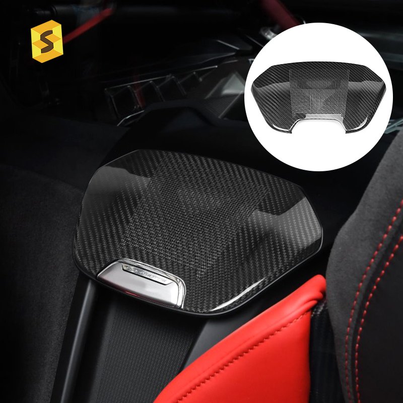 Shasha Carbon Fiber accessories Carbon Fiber Trim Rear Seat Center Audio Cover Car Interior Trim For Corvette C8 2020-2023s