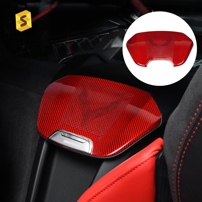Shasha Carbon Fiber accessories Carbon Fiber Trim Rear Seat Center Audio Cover Car Interior Trim For Corvette C8 2020-2023s