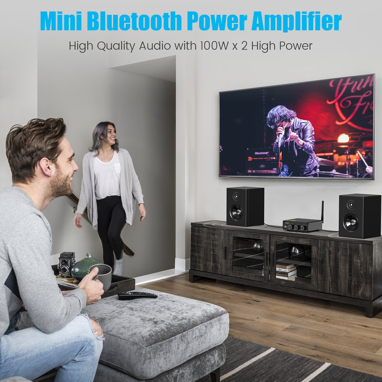 Customize 1Mii 2024 Hifi Digital Amplifier Max Power 100W X 2 Channel 2.0 Bluetooth 5.3 Stereo Sound Amp Speaker for Home / Car