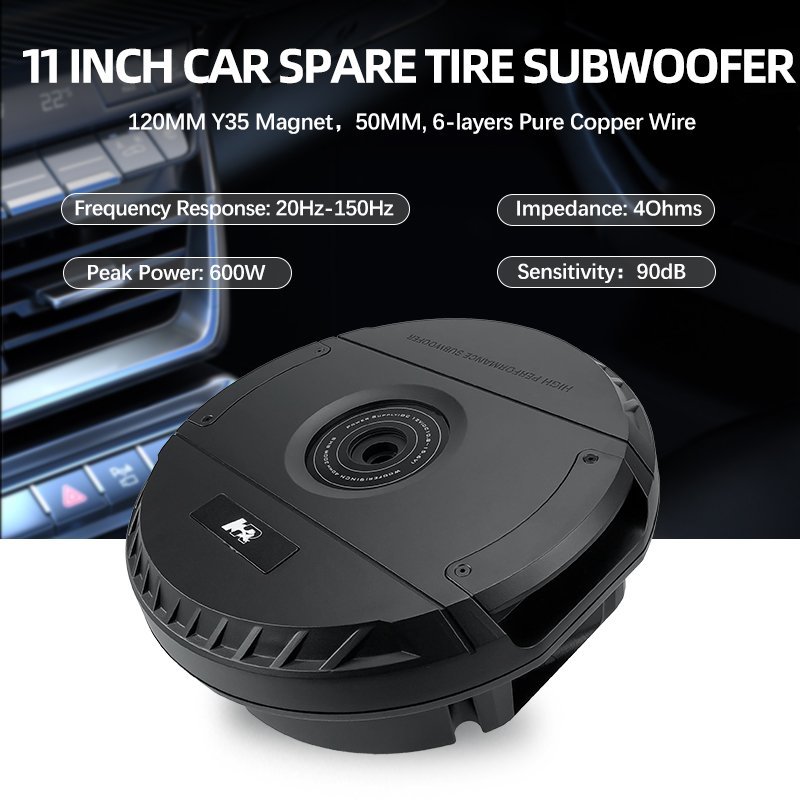 Zeming Car Spare Wheel Speaker and Shallow Subwoofer Amplifier Subwoofer System with Tire Subwoofer 11 Inch