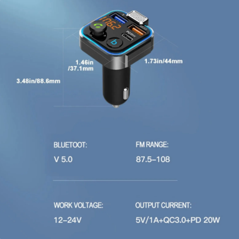 FM Transmitter Modulator Car Wireless BT5.0 USB Fast Charger Auto Aux Radio Mp3 Player Music Hands Free Car Kit Fit for BMW