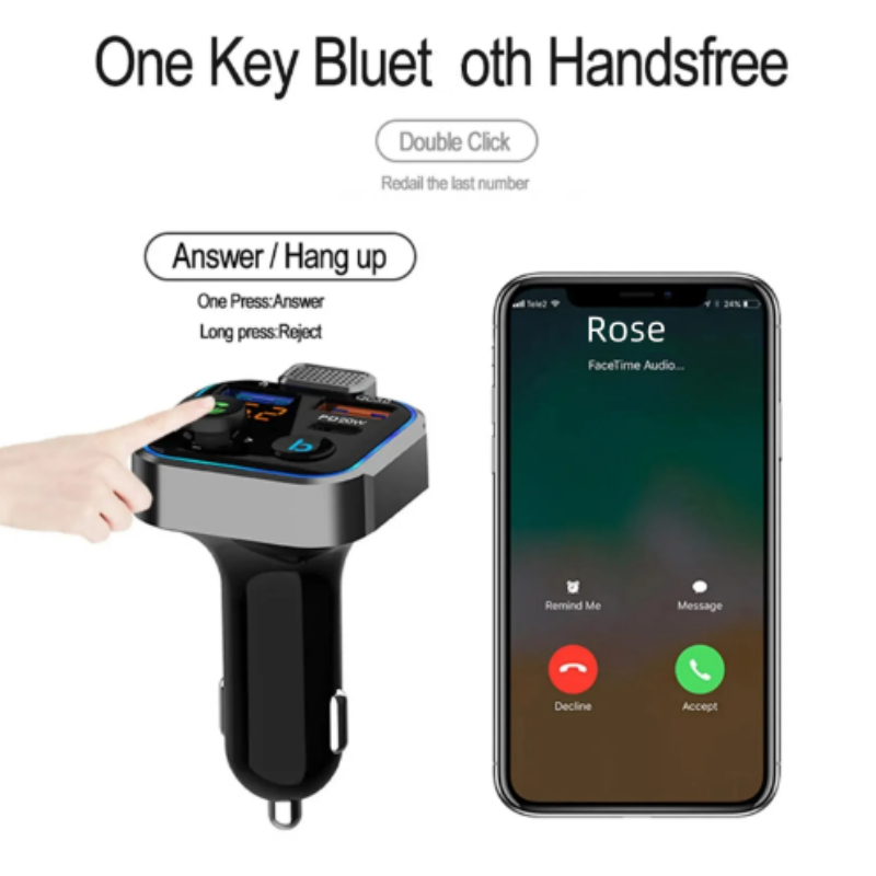FM Transmitter Modulator Car Wireless BT5.0 USB Fast Charger Auto Aux Radio Mp3 Player Music Hands Free Car Kit Fit for BMW