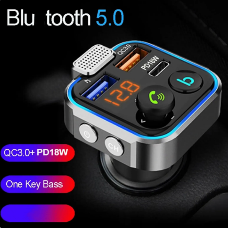 FM Transmitter Modulator Car Wireless BT5.0 USB Fast Charger Auto Aux Radio Mp3 Player Music Hands Free Car Kit Fit for BMW