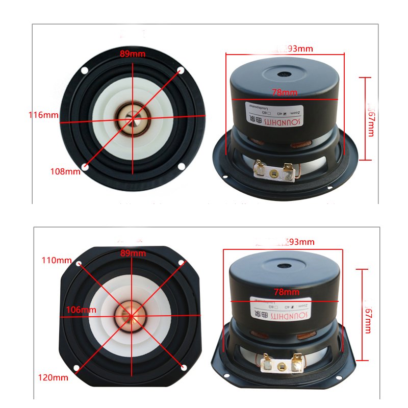 KYYSLB 4 Inch Full Range Speaker Unit Cast Aluminum Cone Frame Fever HIFI Human Voic Home Audio Sound Amplifier LoudSpeaker