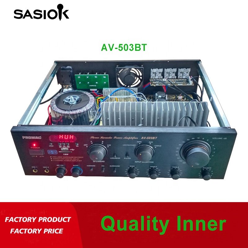 AV-503BT 350W 7 Channel BT/USB/SD/AUX/tape/CD/DVD/FM Radio Audio Digital Stereo Karaoke Amplifier Speaker Professional EQ/echo.