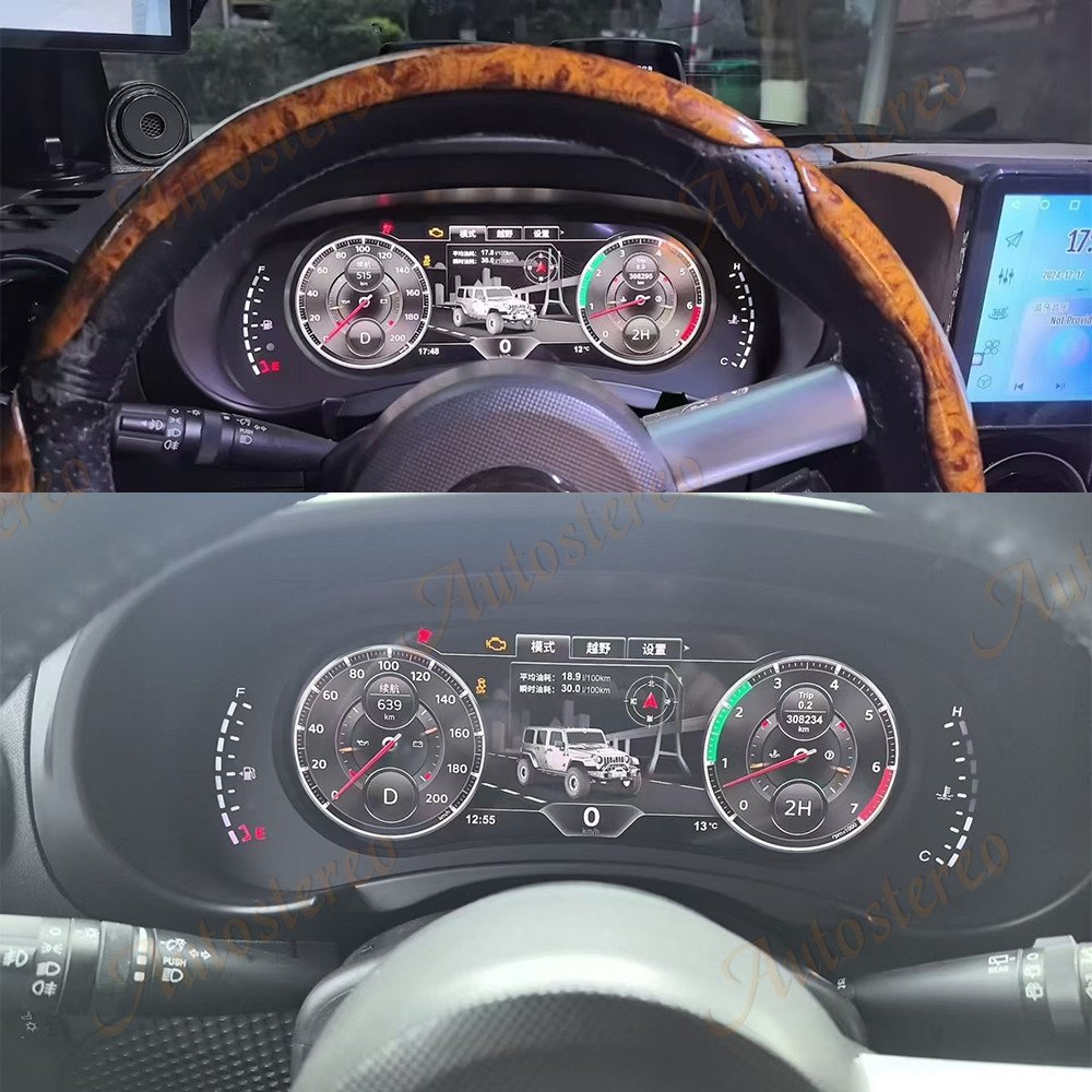 Autostereo Digital Cluster 12.3" Cockpit for Jeep Wrangler 2007-2010 LCD Instrument Virtual Cockpit Speed Meter Dashboard