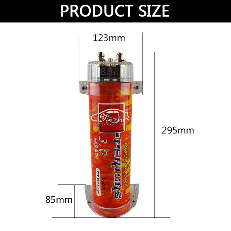12V Car Power Amplifier Subwoofer Car Audio Modified Capacitor 3.0 Farad Voltage Storage Filter Pond