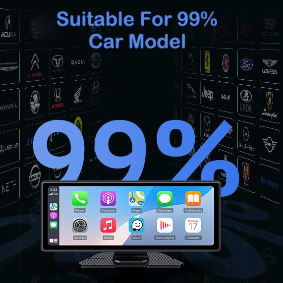 Newest Wireless Carplay & Android Auto with Dash Cam 10.26" HD IPS Touch Car Play Screen for Car 4K Front & 1080P Rear Camera
