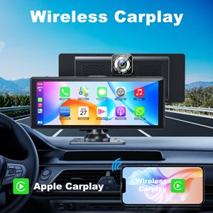Newest Wireless Carplay & Android Auto with Dash Cam 10.26" HD IPS Touch Car Play Screen for Car 4K Front & 1080P Rear Camera