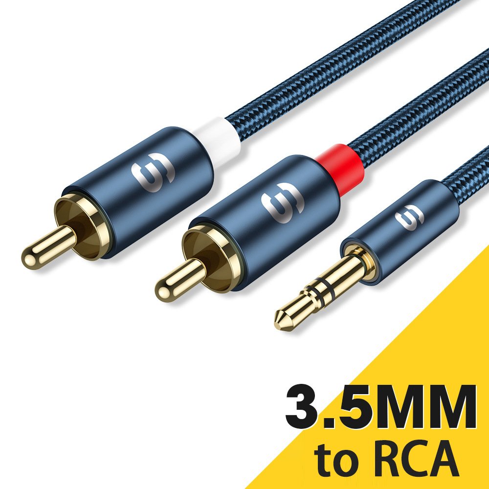Promotion 3.5 to 2Rca Audio Cable Copper Male Splitter Aux Cable for Sale Customized PVC Amplifiers Dvd Speaker Rca Audio Cable