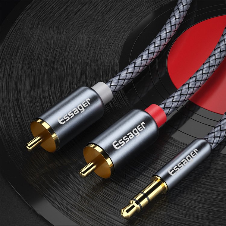 Promotion 3.5 to 2Rca Audio Cable Copper Male Splitter Aux Cable for Sale Customized PVC Amplifiers Dvd Speaker Rca Audio Cable