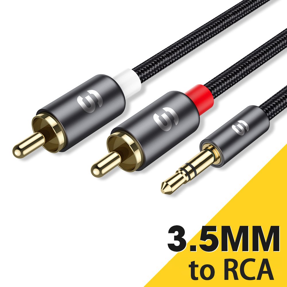Promotion 3.5 to 2Rca Audio Cable Copper Male Splitter Aux Cable for Sale Customized PVC Amplifiers Dvd Speaker Rca Audio Cable