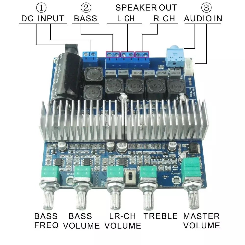 2*50W+100W TPA3116 HIFI Power Subwoofer Amplifier board Stereo 2.0 channel TPA316D2 audio stereo equalizer amplifier