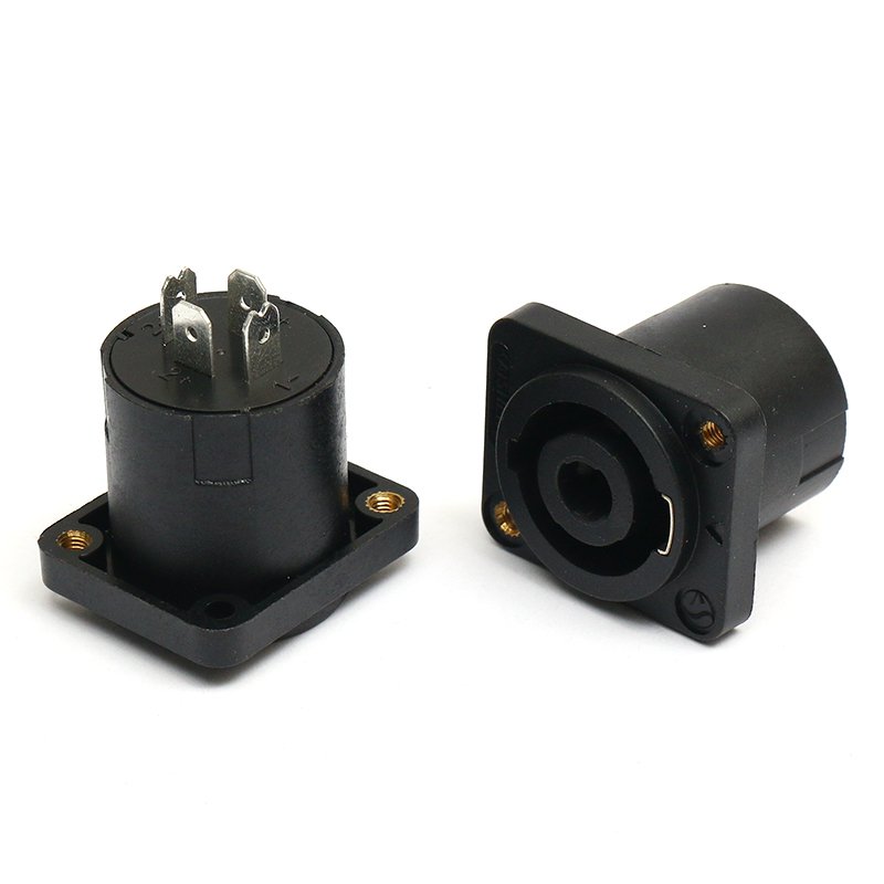OEM Free Sample Fine Copper Tin plating Professional Audio Speaker Connector Four core female socket microphone with square Ohm