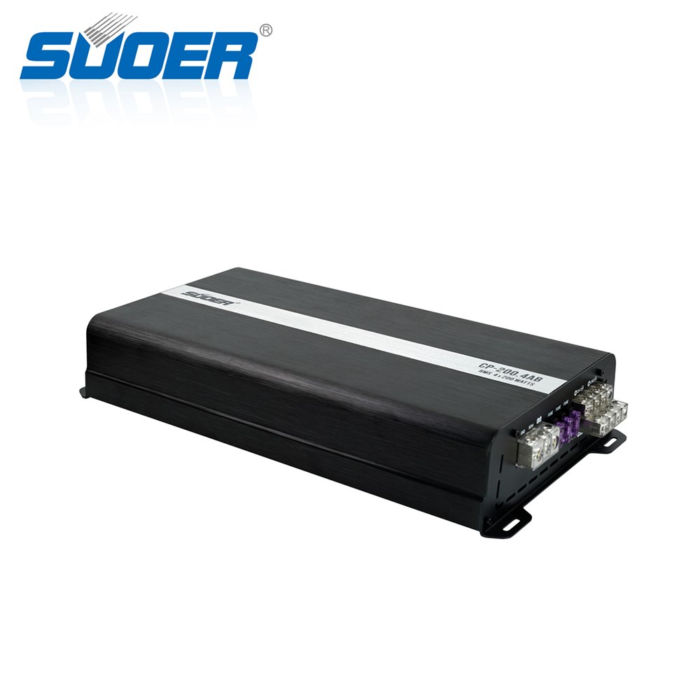 Suoer CP-200.4 4-Channel Car Amplifier Full Range 2400 Watts Max Power Class AB 12V Voltage Crossovers
