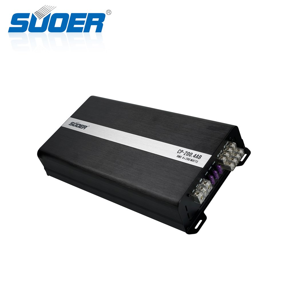 Suoer CP-200.4 4-Channel Car Amplifier Full Range 2400 Watts Max Power Class AB 12V Voltage Crossovers