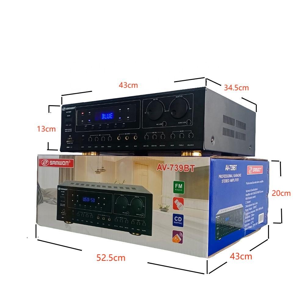 AV-739BT 4-CHANNEL Digital Stereo Karaoke Multiple Sound Effect Power Amplifier BT/USB/SD/MMC/MP4/DVD/AUX Multi-audio Amplifier