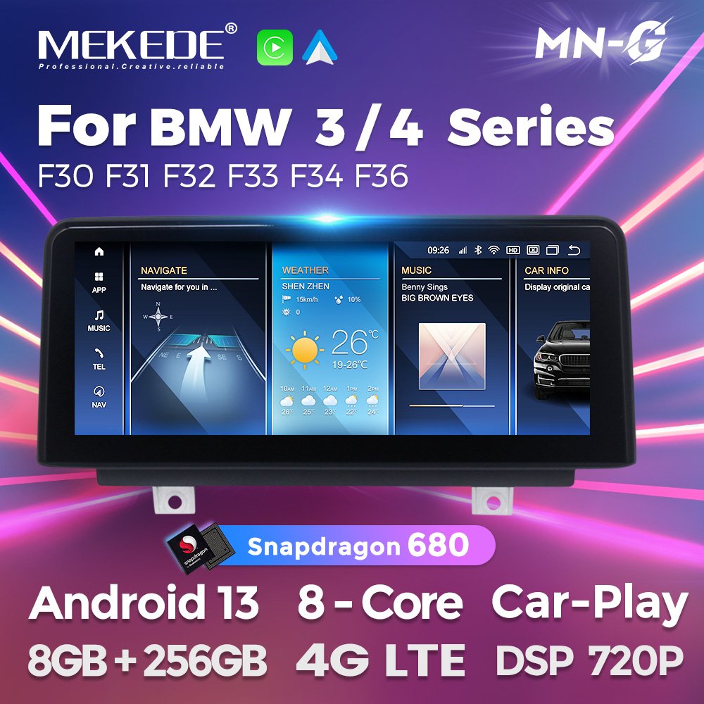 8+256G Android 13 Qualcomm Snapdragon 662 Car Video for BMW 3 4 Series 2013-2017 F30 F31 F31 F36 NBT Blu-ray Anti-glare Screen