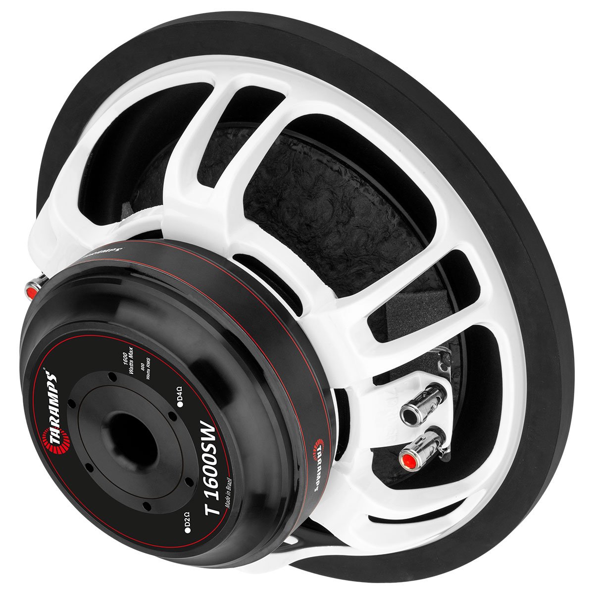 Subwoofer Taramps 12" T1600SW D2 or D4 Ohms Car Audio Speaker 800 Watts Rms 1600W Max White Color Loudspeaker 12 Inches Powerful