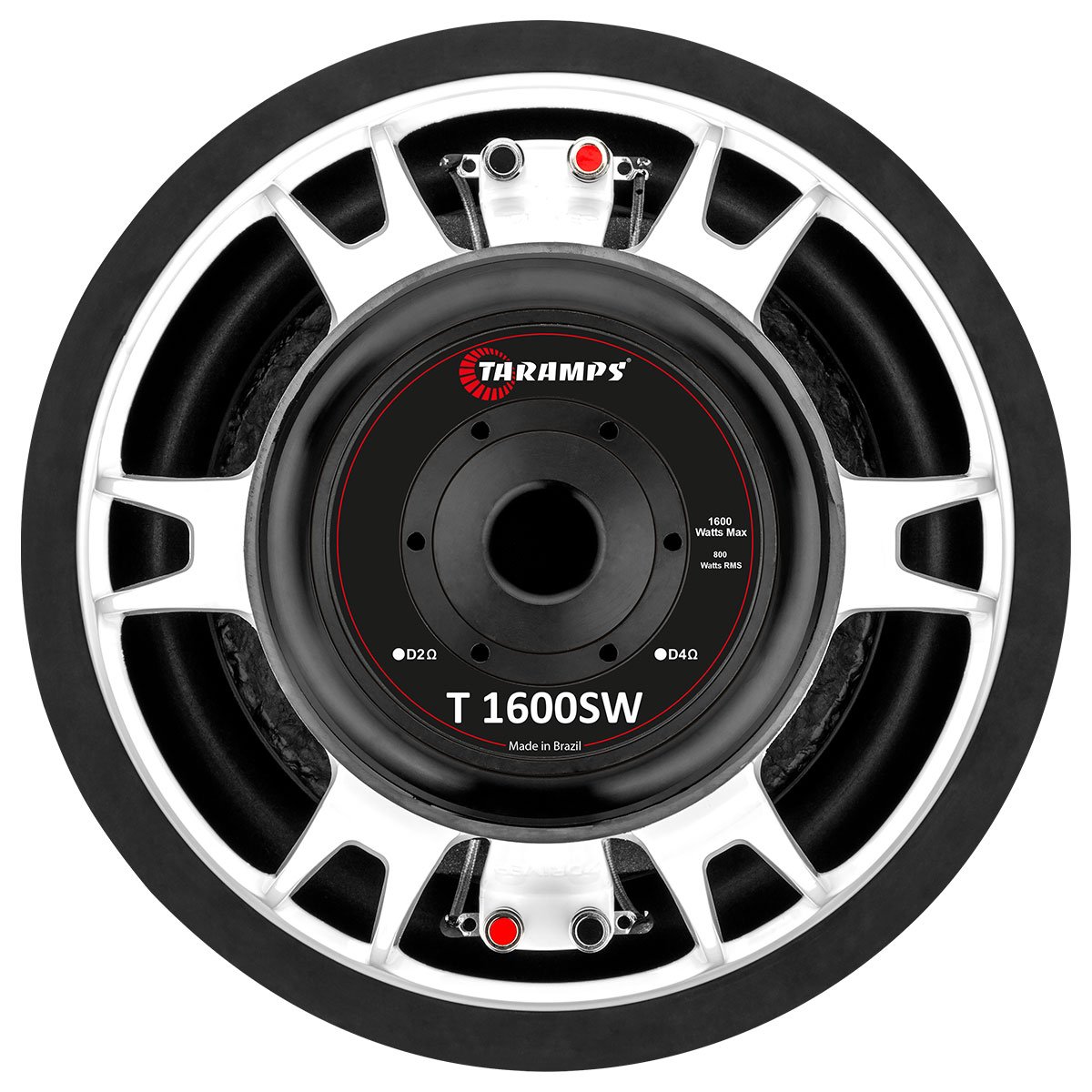 Subwoofer Taramps 12" T1600SW D2 or D4 Ohms Car Audio Speaker 800 Watts Rms 1600W Max White Color Loudspeaker 12 Inches Powerful