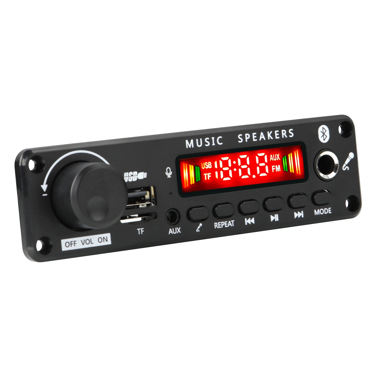 200W Amplifier Bluetooth DIY MP3 WAV Decoder Board 100W Wireless Car USB MP3 Player TF Card Slot FM Mic Radio Function DC 12V