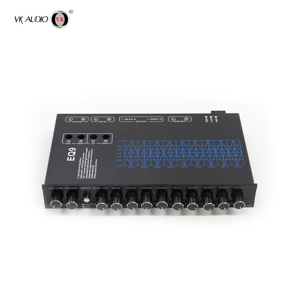 9 Band EQ Car Audio System with 6 Channels Passive Crossover Subwoofer Aluminium Frequency Equalizer Class D 4Channel Separation