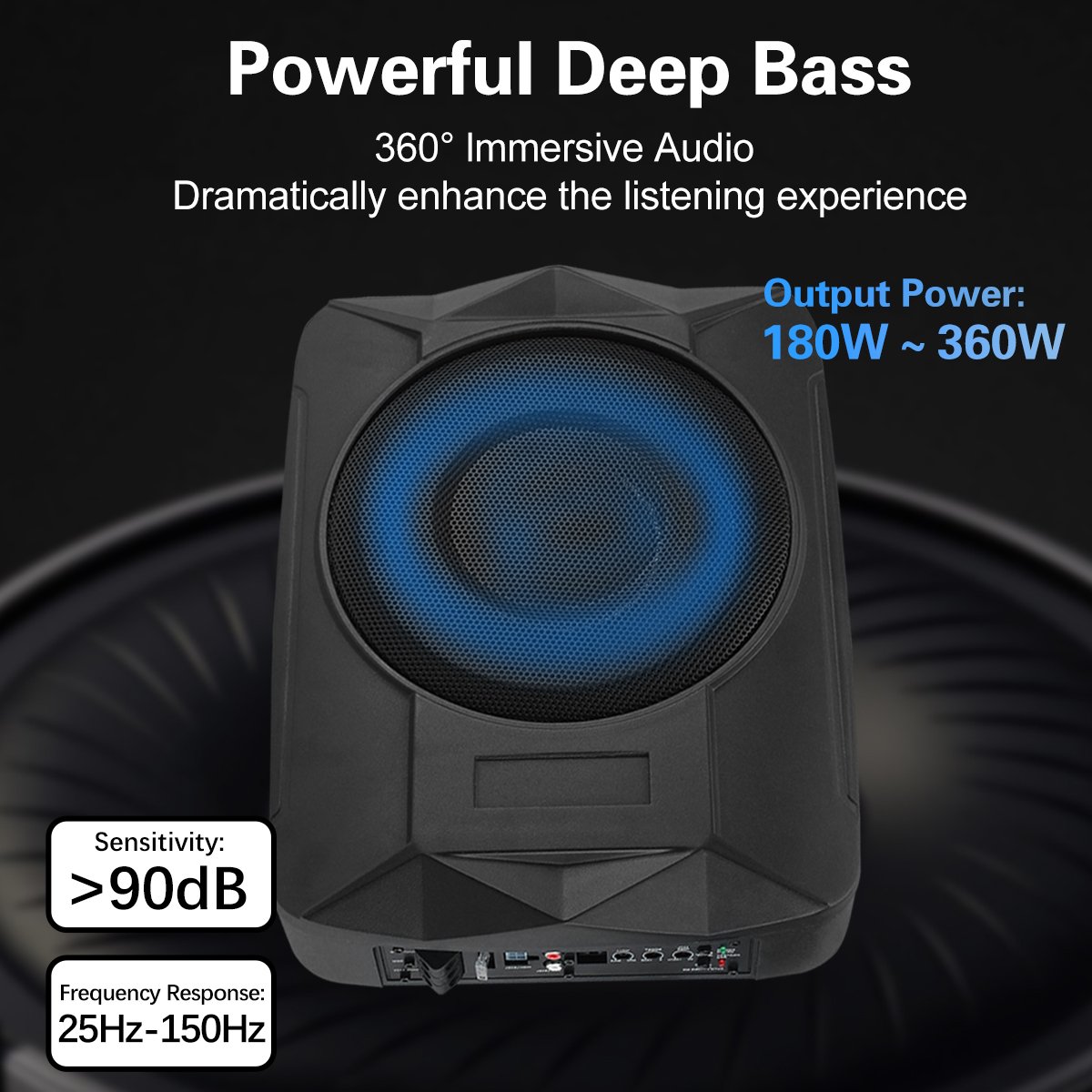10 Inch Underseat Subwoofer Car/Truck Sub Bass Speaker Enhanced Bass Slim Active Subwoofer