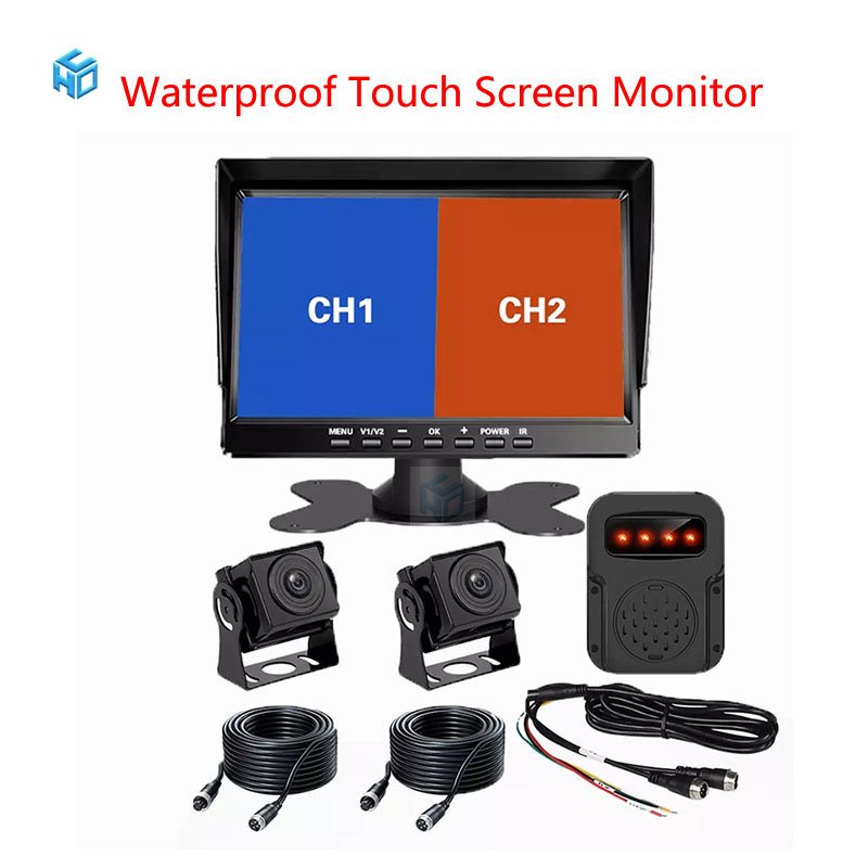 Waterproof Touch Screen Monitor 7 inch 2/4 Channel Split Screen External Speaker BSD AI Pedestrian Human Detection Camera System