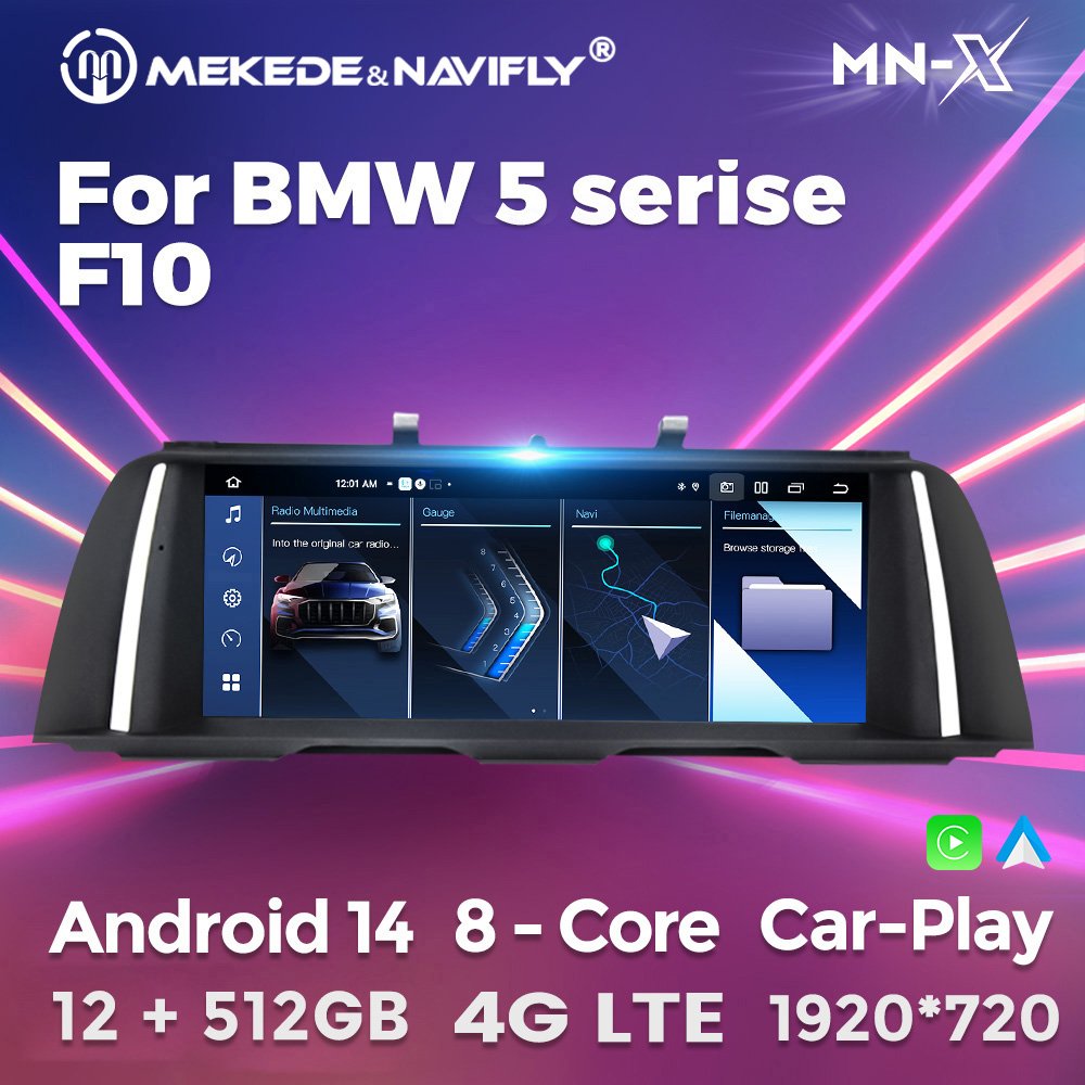 Mekede MNX 8core Newest Android 12+512GB Car Multimedia for BMW 5 Series F10 Support Rear Camera DVR