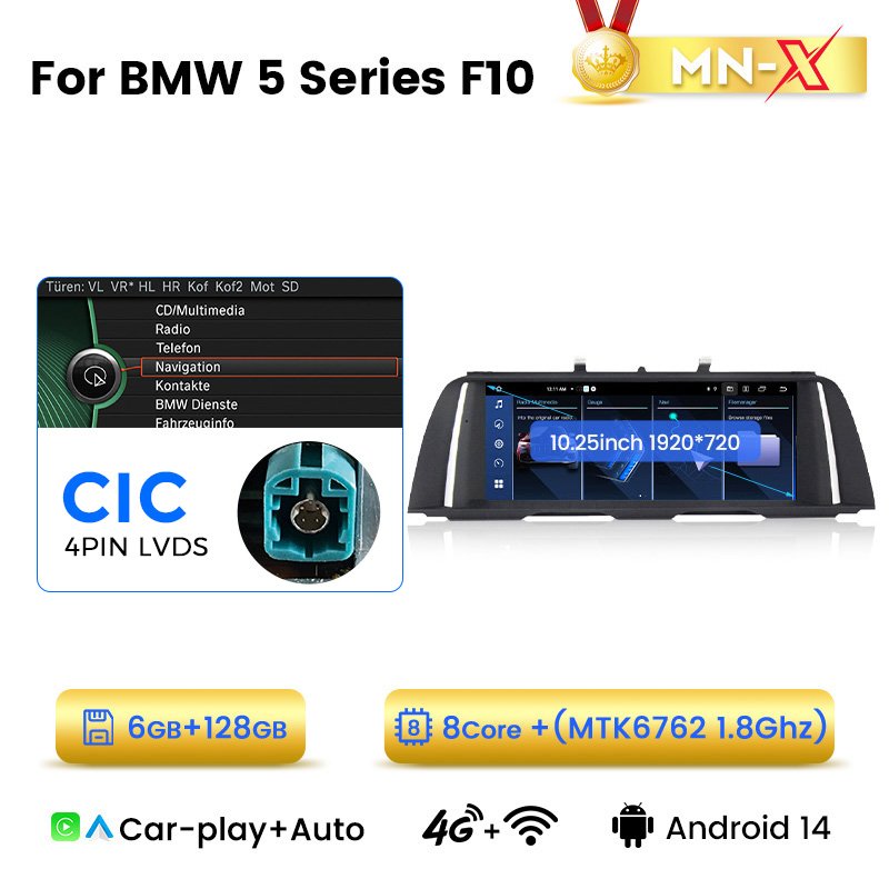 Mekede MNX 8core Newest Android 12+512GB Car Multimedia for BMW 5 Series F10 Support Rear Camera DVR