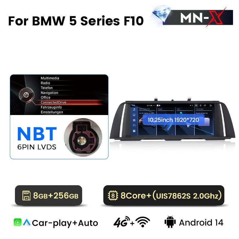 Mekede MNX 8core Newest Android 12+512GB Car Multimedia for BMW 5 Series F10 Support Rear Camera DVR