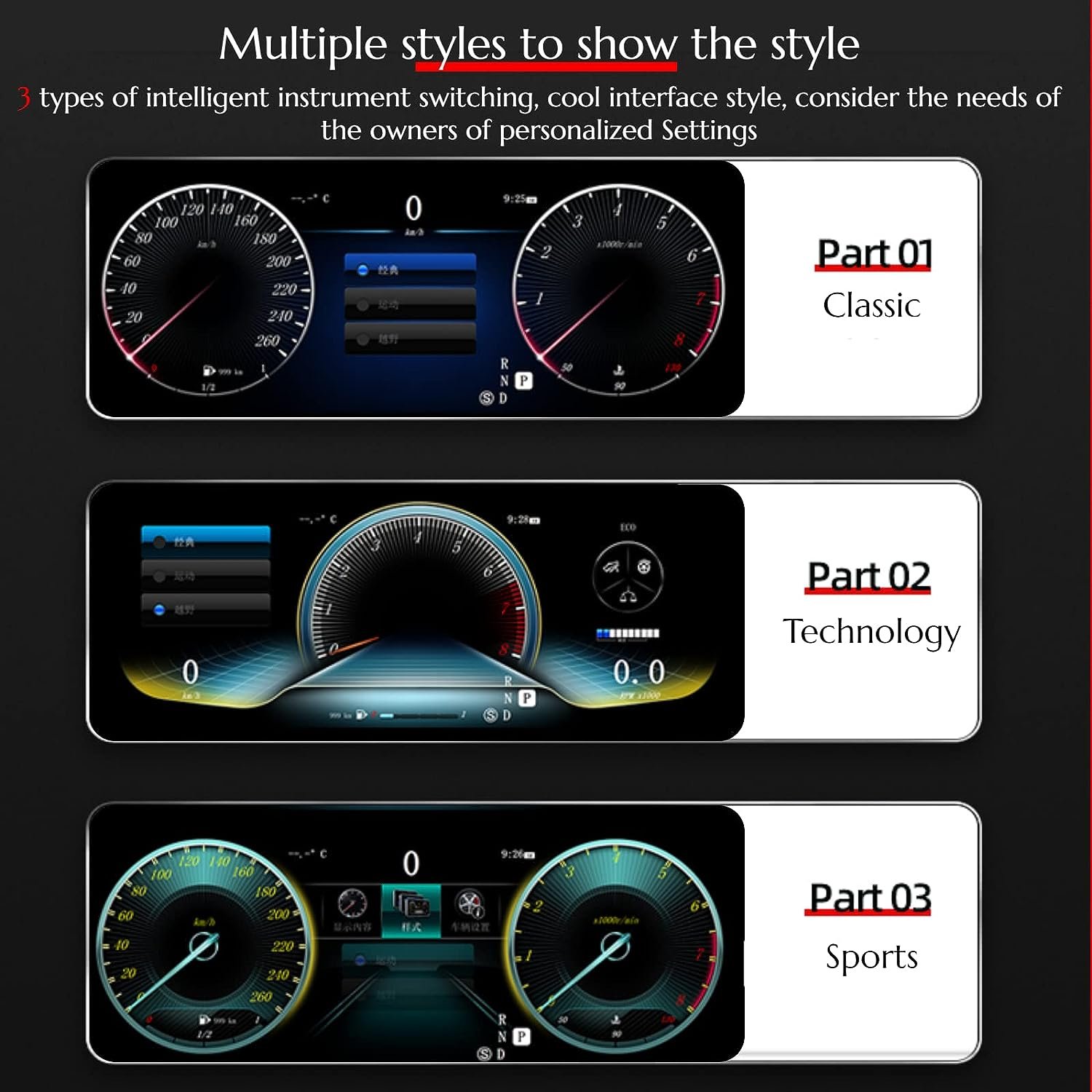 12.3 Inch New Upgrade Dashboard Screen Cockpit for Mercedes Benz C Class W205 W253 GLC 2015-2019 Digital Instrument Cluster