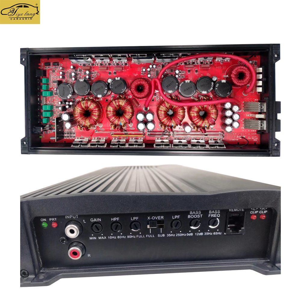 1000W* 2CH 1 Ohms Car Mounted High-Power Pure Subwoofer Audio Power Amplifier Class D with Line Control and Crossovers
