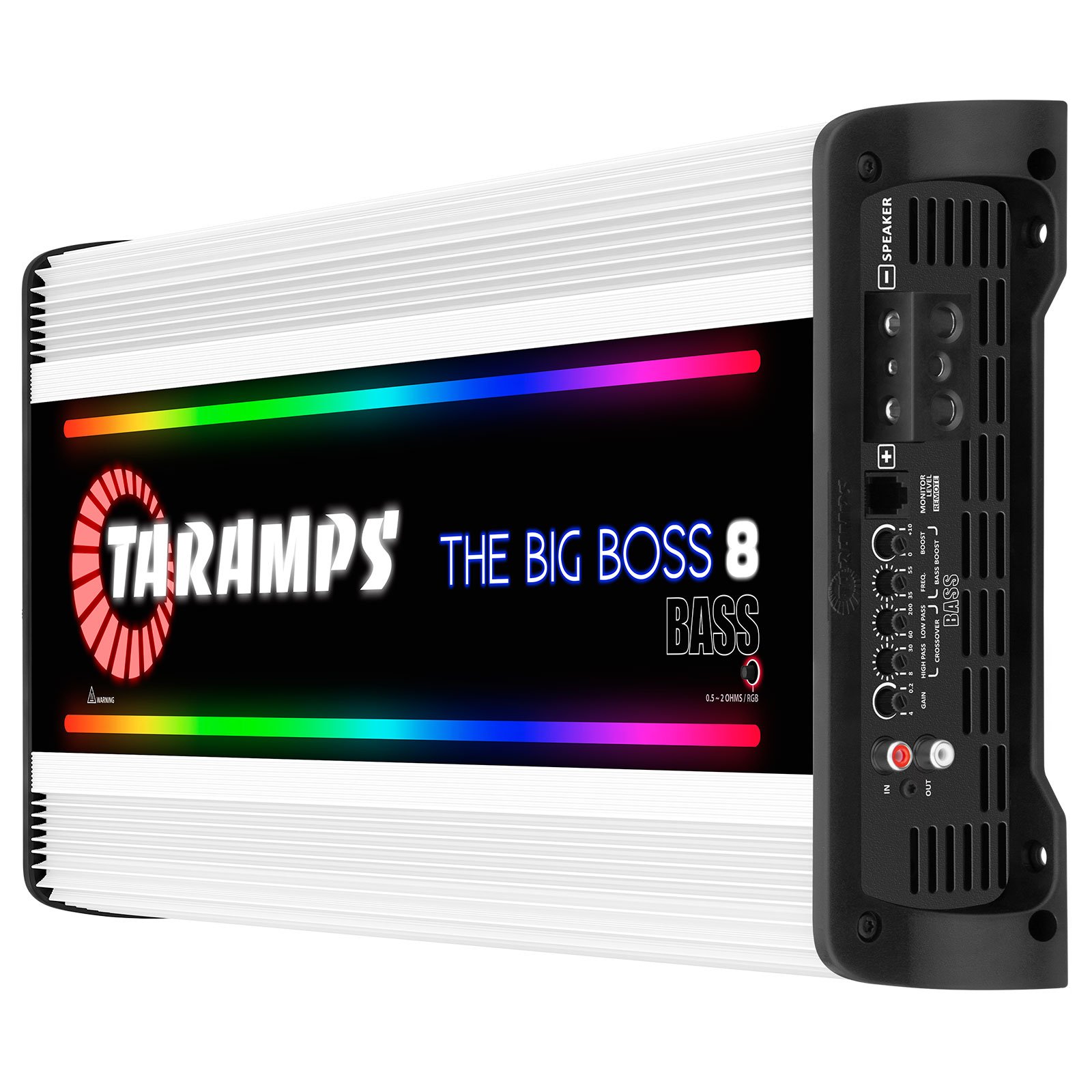 Taramps the Big Boss 8 Bass Amplifier 0.5 to 2 Ohms 8000 Watts RMS 108 RGB Effects Multi Impedance Class D Monoblock Car Audio