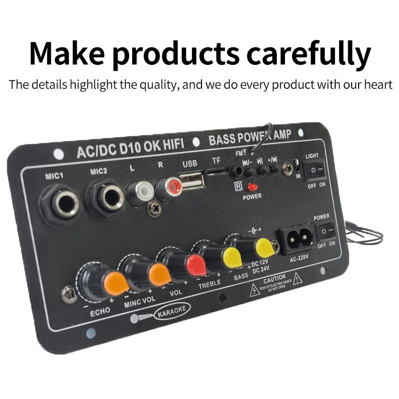 Customizable HI-FI Subwoofer Power Amp 12V/24V/220V High Bass USB Remote Control Bluetooth D10 Amplifier Board Display Home Cars