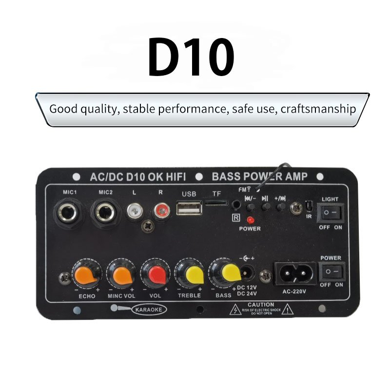 Customizable HI-FI Subwoofer Power Amp 12V/24V/220V High Bass USB Remote Control Bluetooth D10 Amplifier Board Display Home Cars