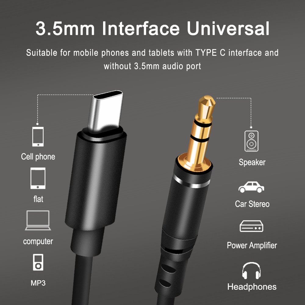 TYPE C to 3.5mm Digital Module Auxiliary Coil AUX Audio Cable
