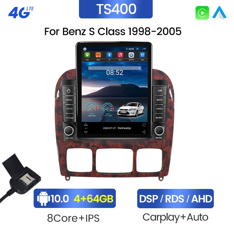 TS Android 10 IPS 2.5D DSP Car Radio for Benz S Class W220 S280 S320 S350 S400 S430 S500 S600 1998 - 2005 Car-play Car Video