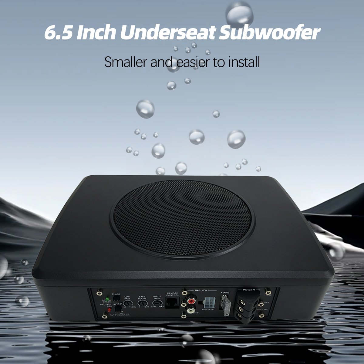6.5 Inch Low-Profile Underseat Subwoofer Slim Car Active Subwoofer with Built in Amplifier Powered Car Subwoofer