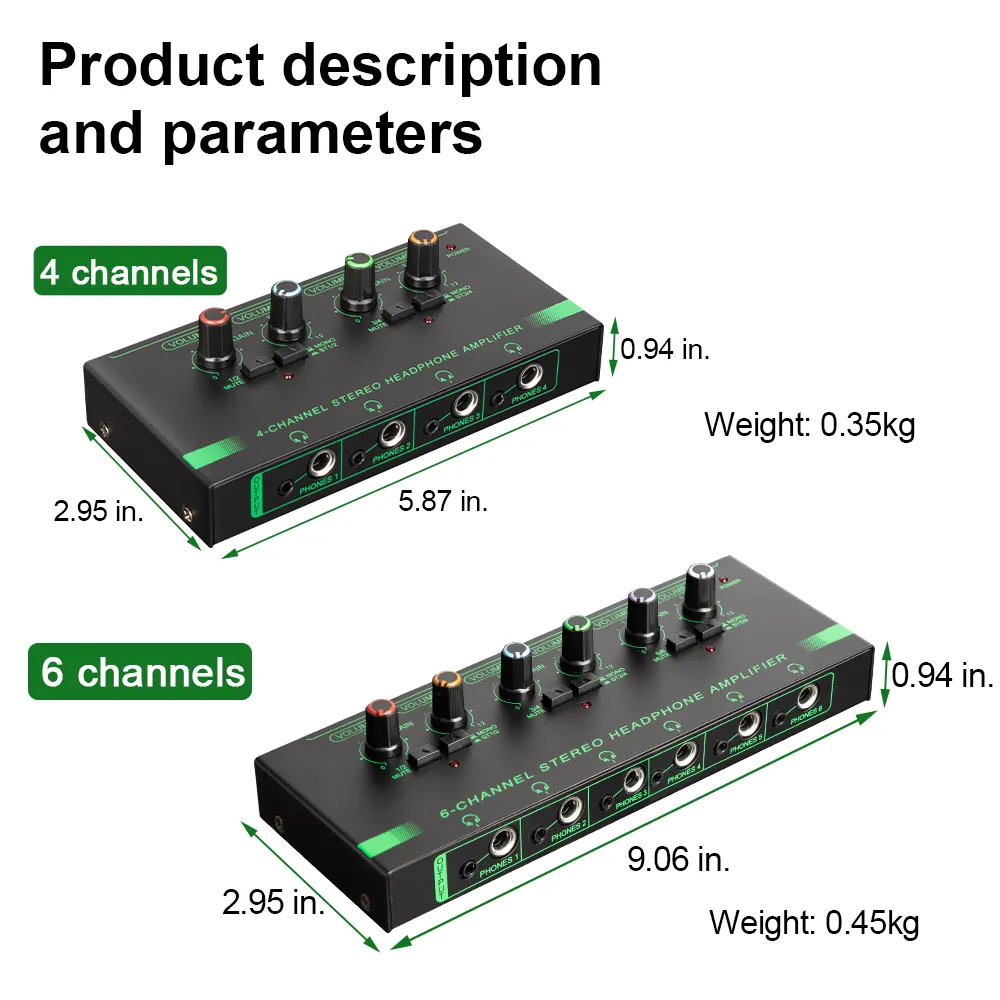 H4 Professional 4 Channels Stereo Headphone Amplifier Portable Monitoring Compact USB Audio Interface